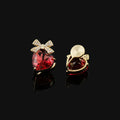 Elegant Red Heart Crystal Zircon Bowknot Alloy Stud & Clip On No Piercing Sweet Luxury Earrings
