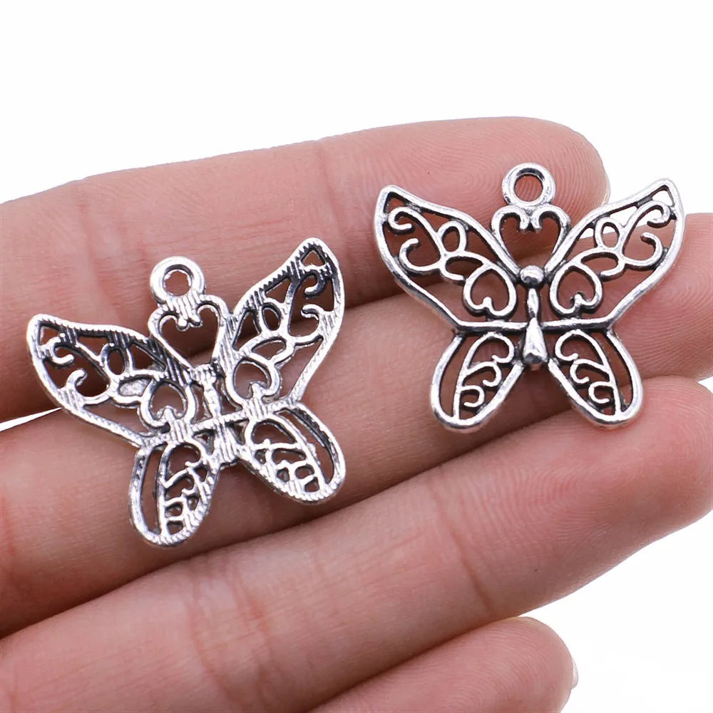 26x31mm 2.3g Multicolor Zinc Alloy Butterfly Charm Pendant for DIY Necklace Bracelet Jewelry Making