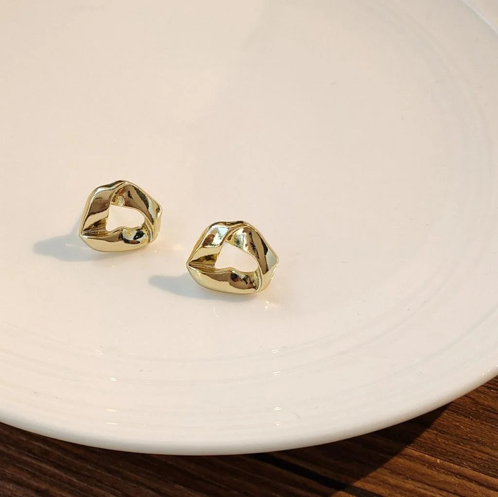 14K Plated Alloy Geometric Square Stud Earrings Minimalist Luxury Jewelry