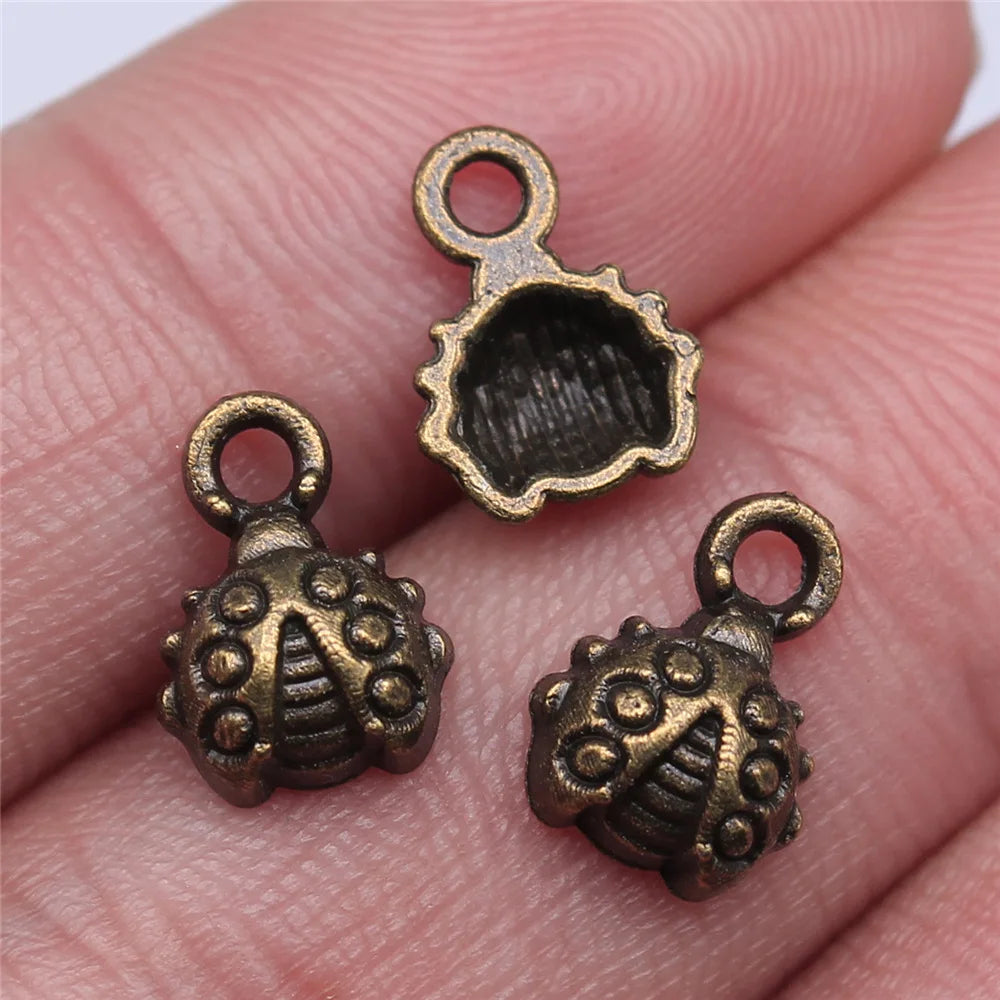 11x8mm 0.5g Multicolor Zinc Alloy Small Ladybug Charm Pendant for DIY Necklace Bracelet Making