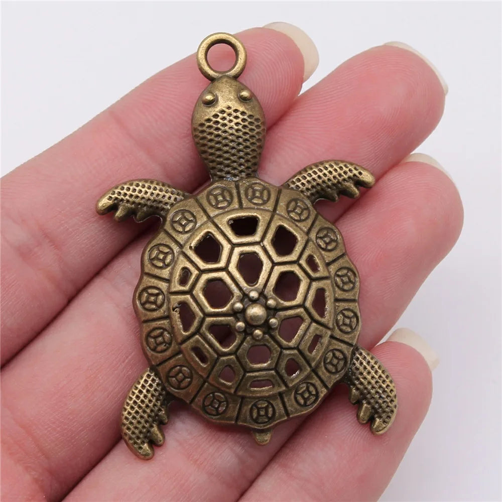 55x37mm 8.4g Multicolor Zinc Alloy Sea Turtle Charm Pendant for DIY Ocean Theme Jewelry Making