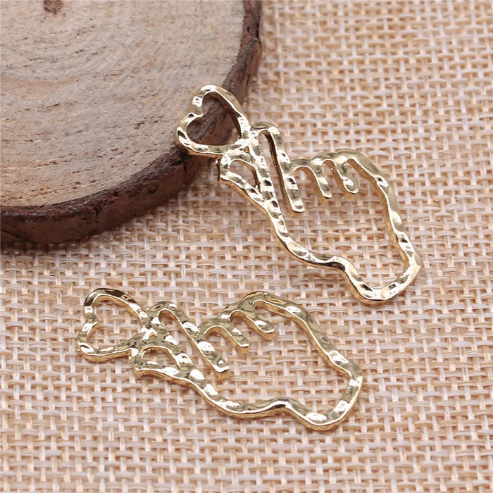17x34mm 2g KC Gold Zinc Alloy Heart Hand Gesture Charm Pendant for DIY Necklace Bracelet Making