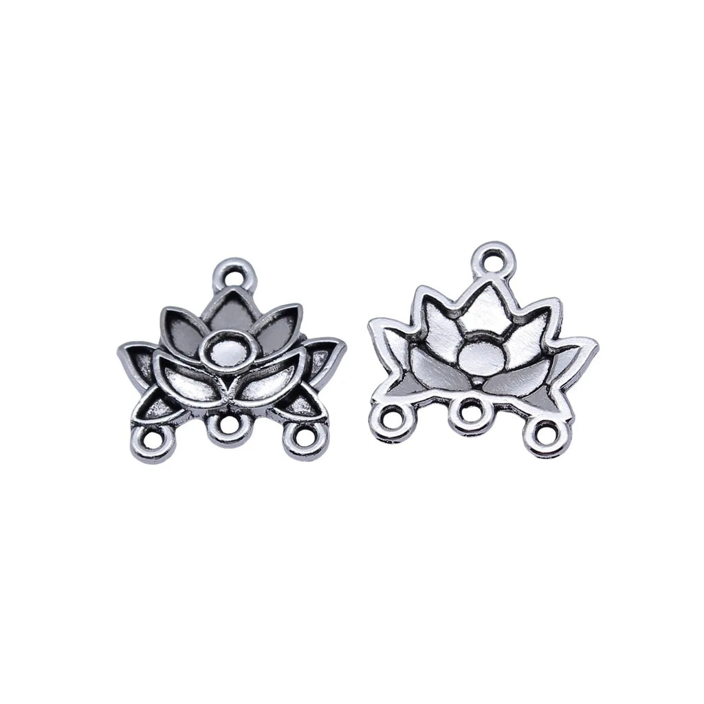 16x16mm 1g Antique Silver Zinc Alloy Lotus connector charm for DIY earrings and bracelet jewelry