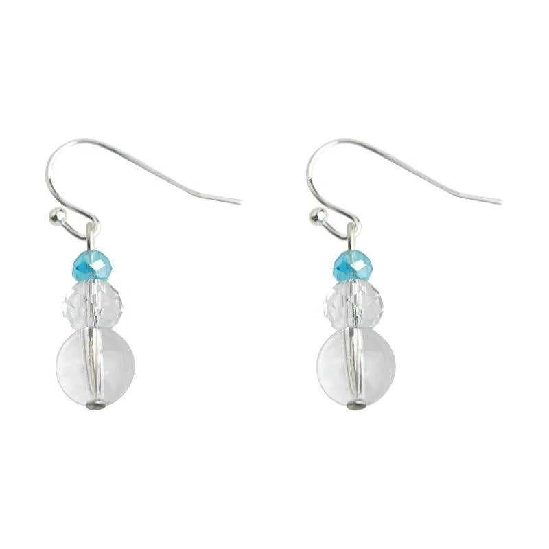 New Chinese Style Glass And White Crystal Ball Drop Earrings Handmade Minimalist Round Jewelry For Women