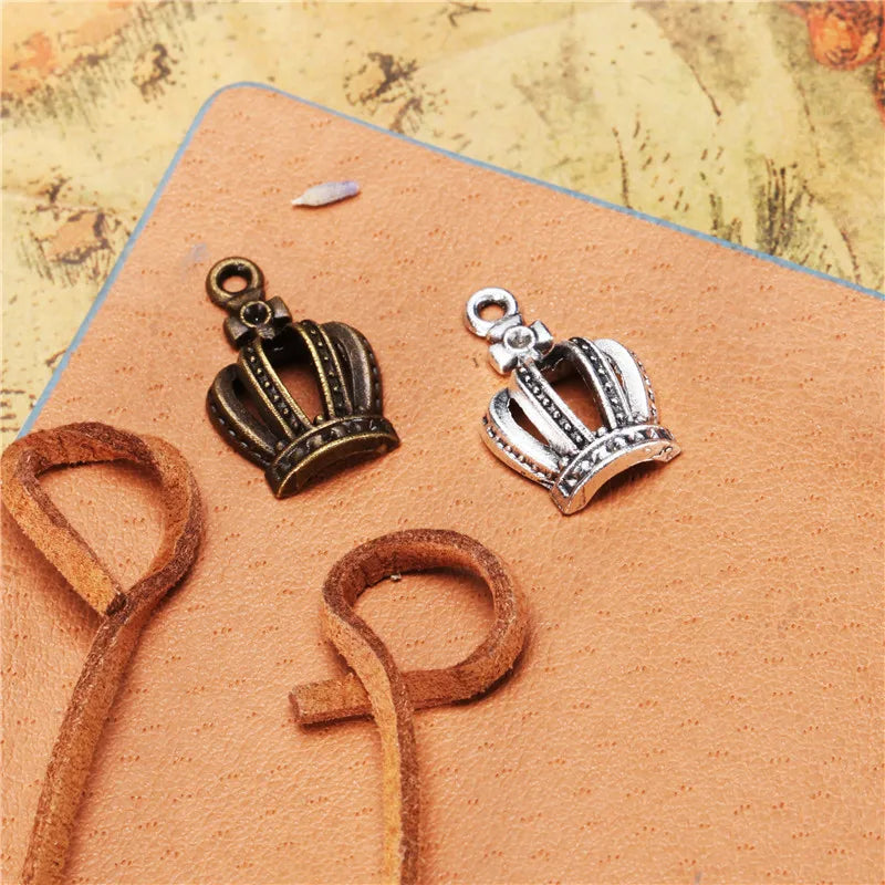 20x12MM Antique Silver Zinc Alloy Crown Charm Pendant for DIY Necklace Bracelet Jewelry Making