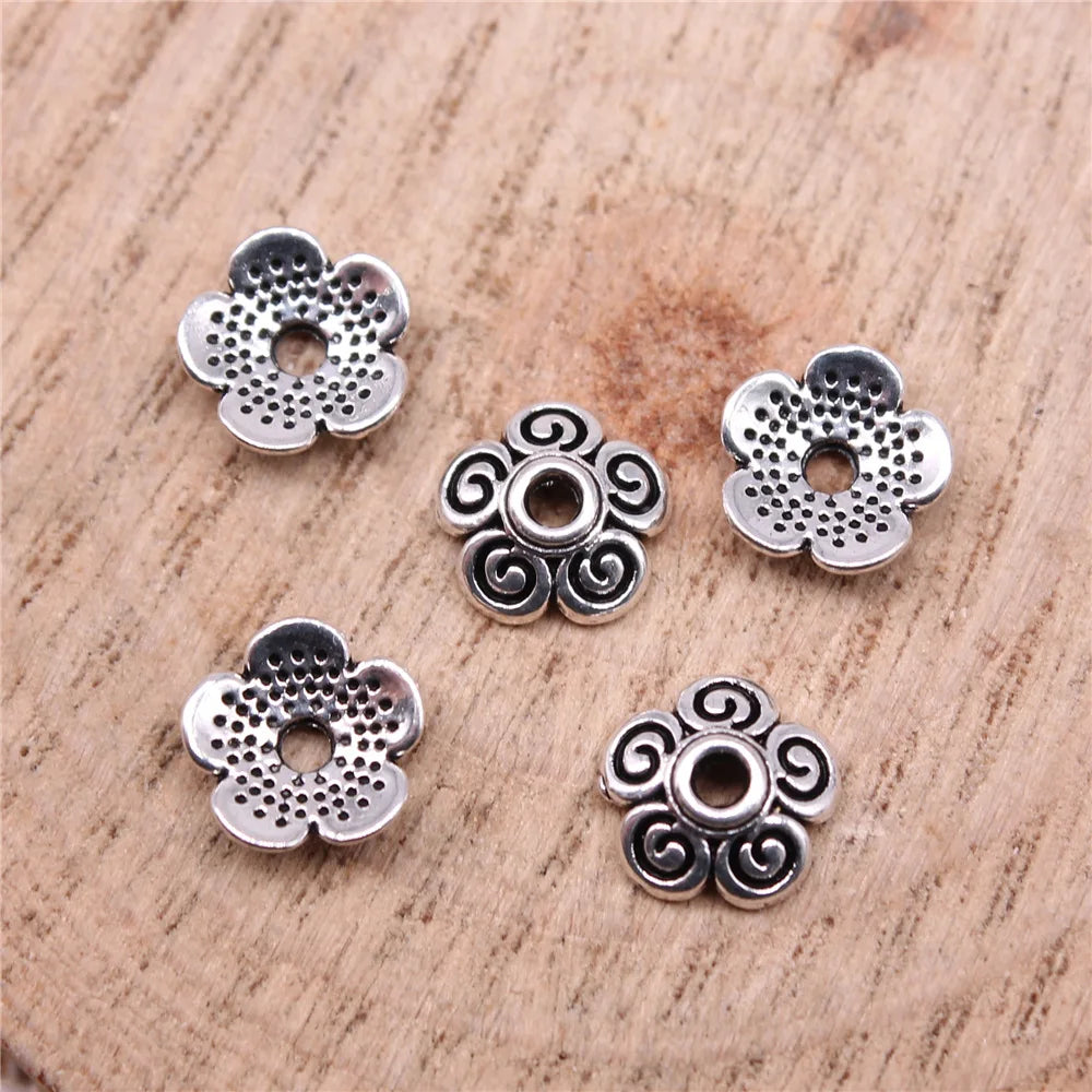 8x8x3mm 0.28g Multi Color Zinc Alloy Flower Bead Caps for DIY Bracelet Necklace Jewelry Making