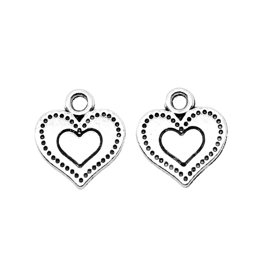 13x11mm 0.7g Multicolor Zinc Alloy Double Sided Small Heart Charm Pendant for DIY Jewelry Making