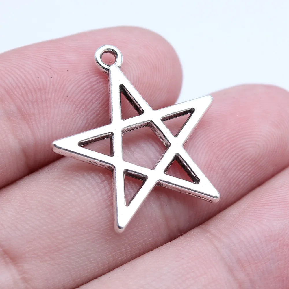 22x25mm 1.9g Multicolor Zinc Alloy Five-Point Star Charm Pendant for DIY Necklace Bracelet Making