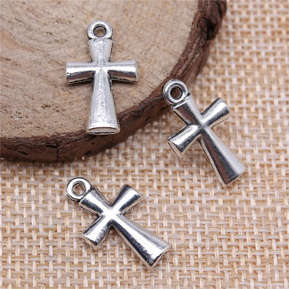 19x11mm 1.4g Antique Silver Zinc Alloy Cross Charm Pendant for DIY Necklace Bracelet Jewelry Making