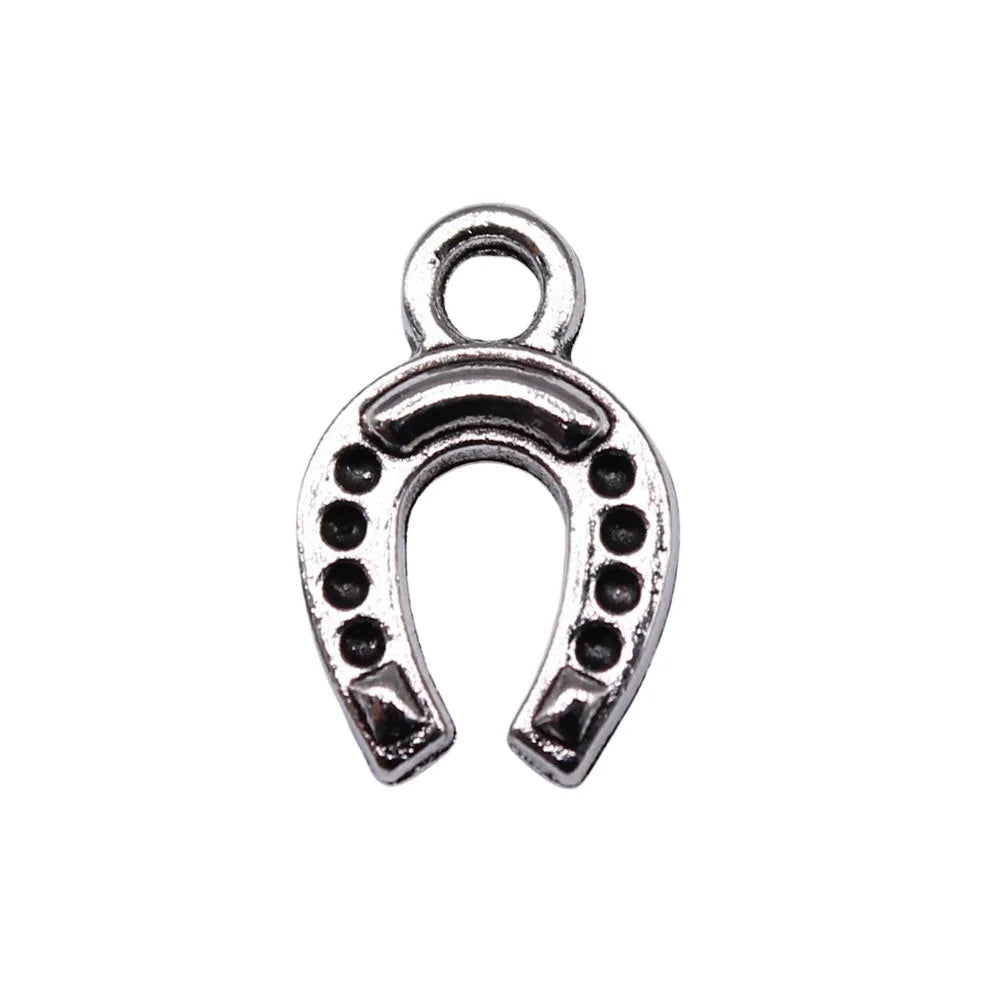 14x9mm 0.7g Antique Silver Zinc Alloy Lucky Horseshoe Charm Pendant for DIY Necklace Bracelet Crafts