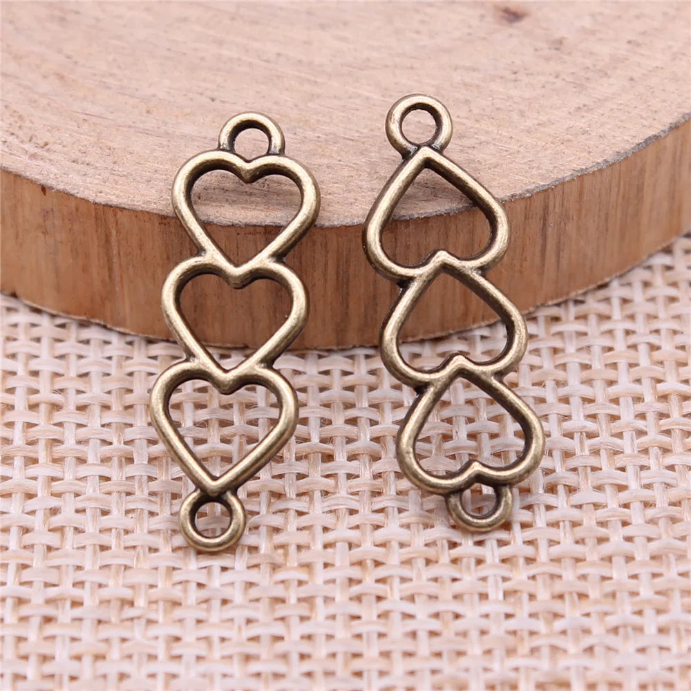 24x8mm 0.7g Multicolor Zinc Alloy Hollow Heart connector charm for DIY bracelet making