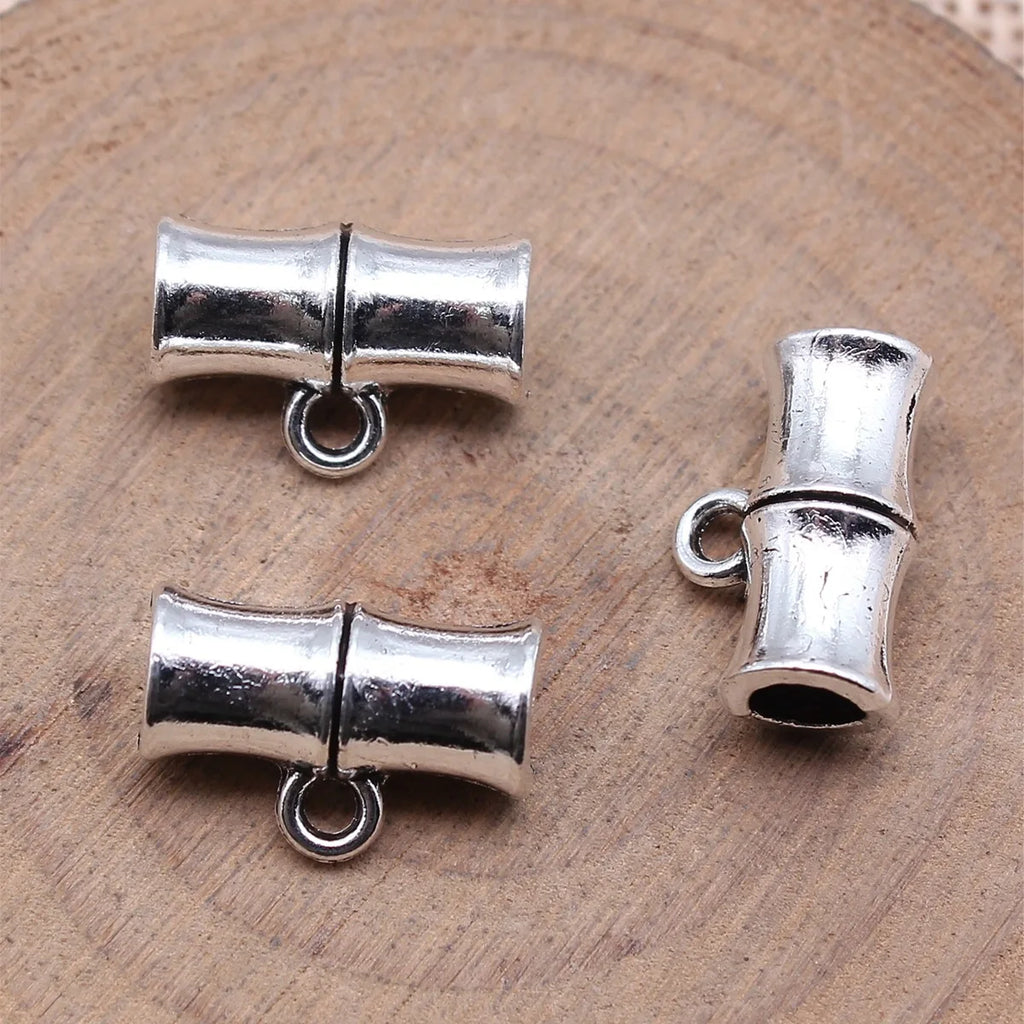 15x10x7mm 1.5g Antique Silver Zinc Alloy Bamboo Three Hole Connector Charm for DIY Jewelry Making