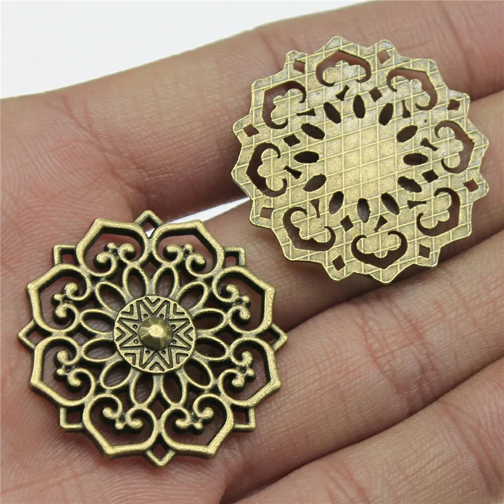 31x31mm 4g Multicolor zinc alloy Flower Filigree charm pendant for DIY necklace bracelet making