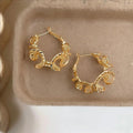 Premium Copper Lace Floral Geometric Twisted Hoop Earrings Heavy Texture Fashion Jewelry
