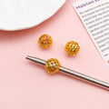 Copper Alloy Hollow Flower Ball Spacer Beads with Large Hole for DIY Earrings and Keychain Jewelry — 8mm