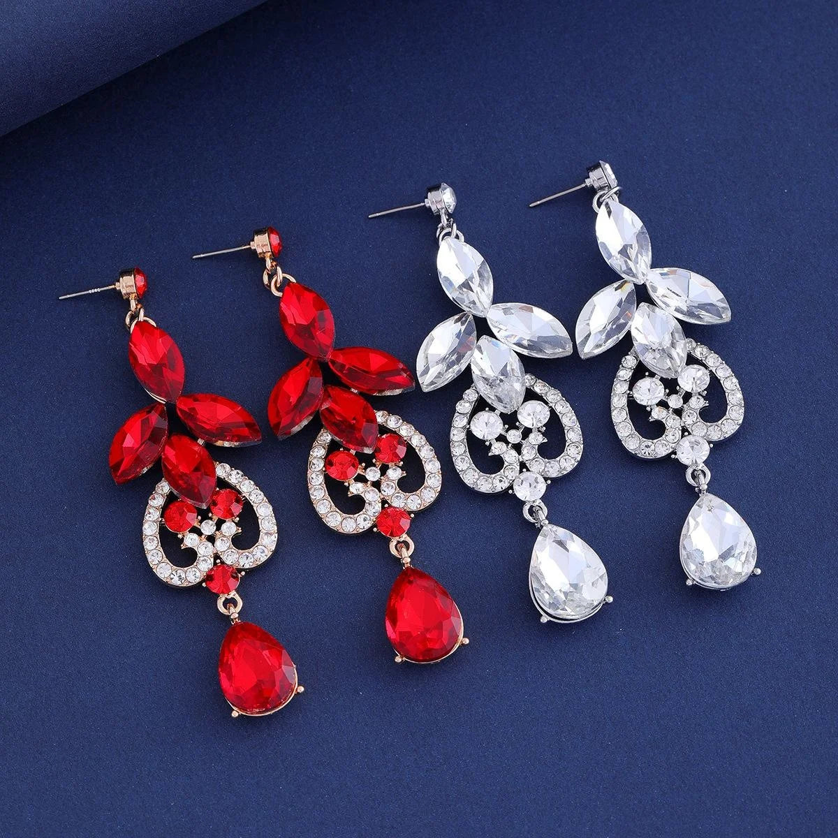 Luxury Crystal Rhinestone Drop Earrings For Women, Elegant Bridal Wedding Banquet Party Dress Jewelry