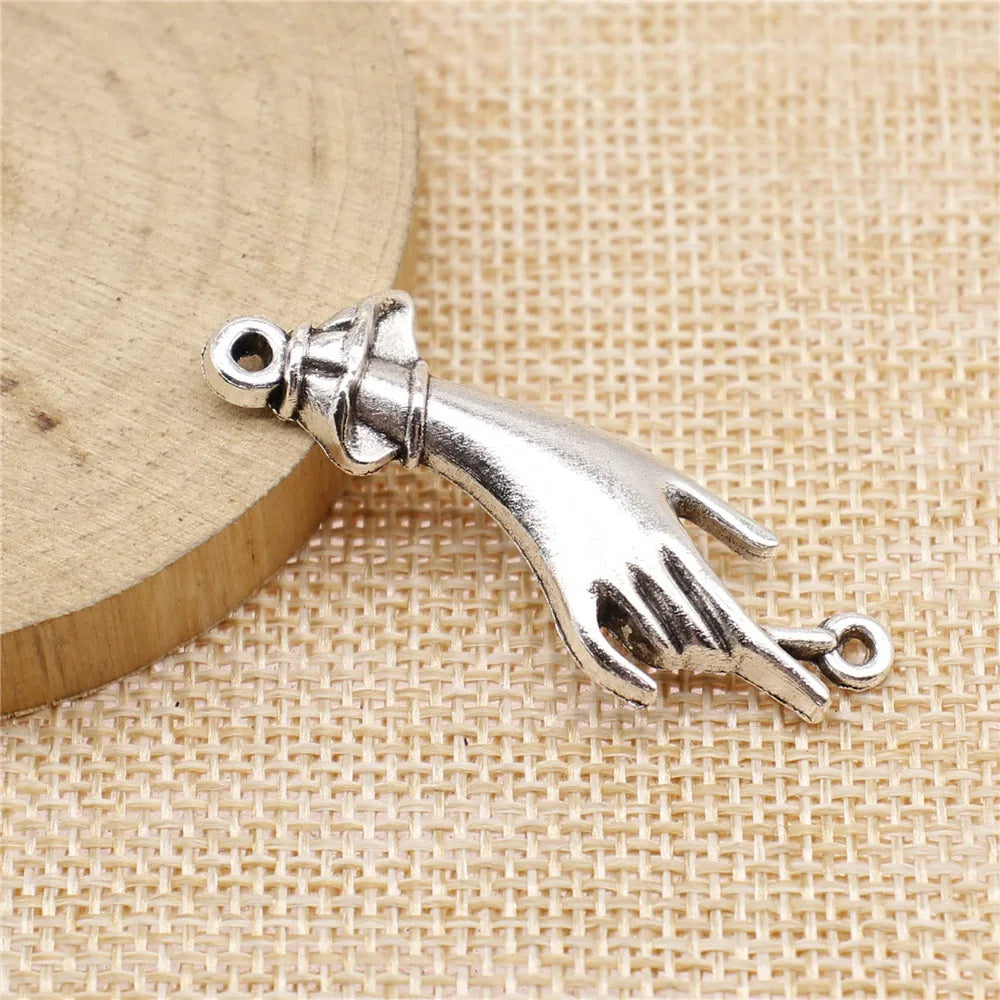 45x14mm 3.7g Multicolor Zinc Alloy Palm Hand Connector Charm for DIY Bracelet Necklace Jewelry Making