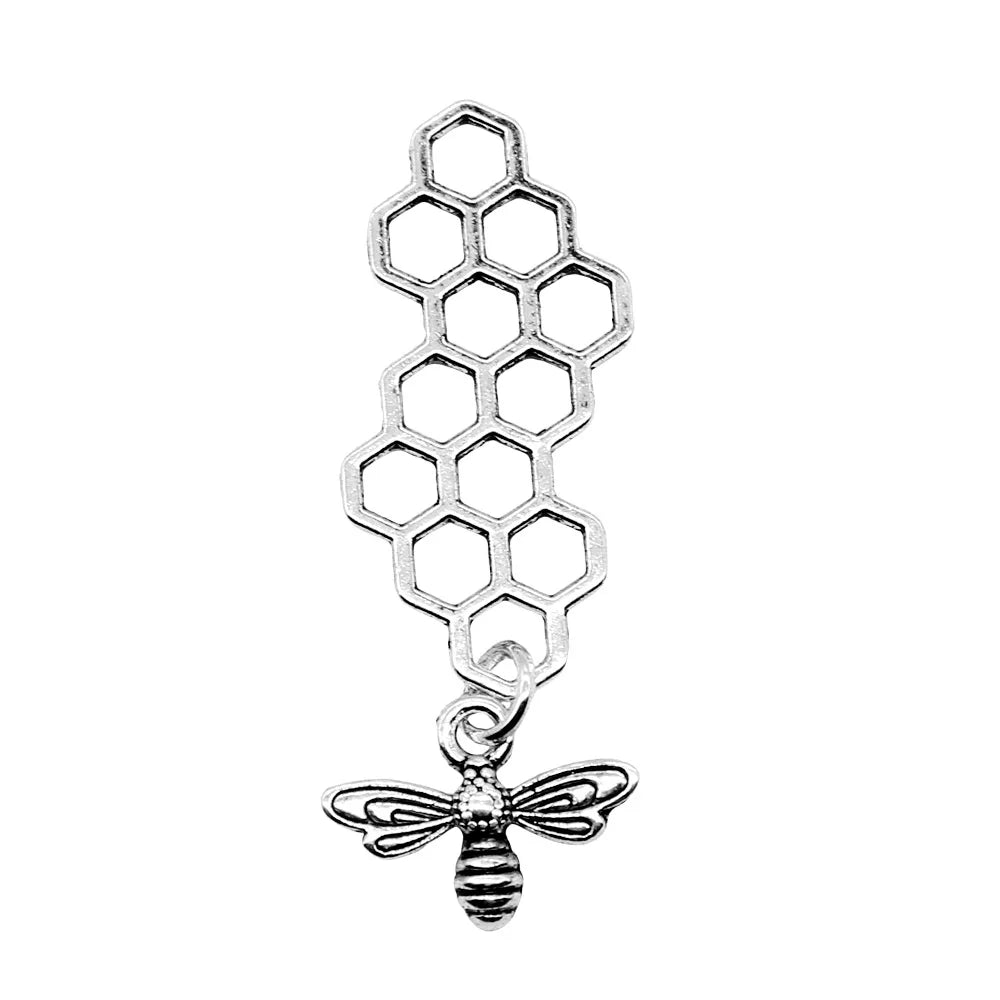 45x15mm 2.2g Multicolor Zinc Alloy Bee Honeycomb Charm Pendant for Necklace Bracelet Jewelry Making