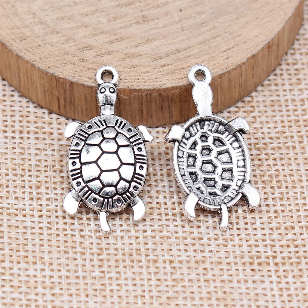 31x16mm 2g Antique Silver Zinc Alloy Turtle Charm Pendant for DIY Necklace Bracelet Jewelry Making