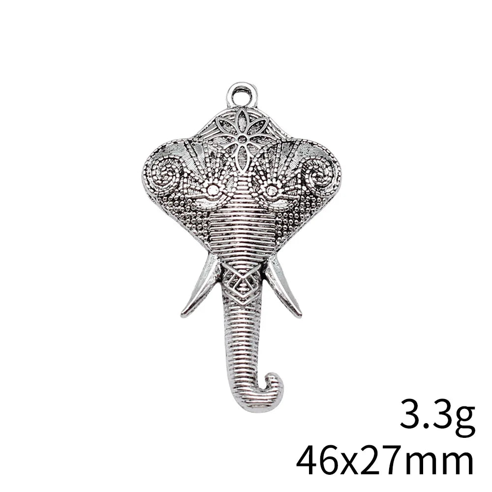 46x27mm 3.3g Antique Silver Zinc Alloy Elephant Charm Pendant for DIY Necklace Bracelet Jewelry