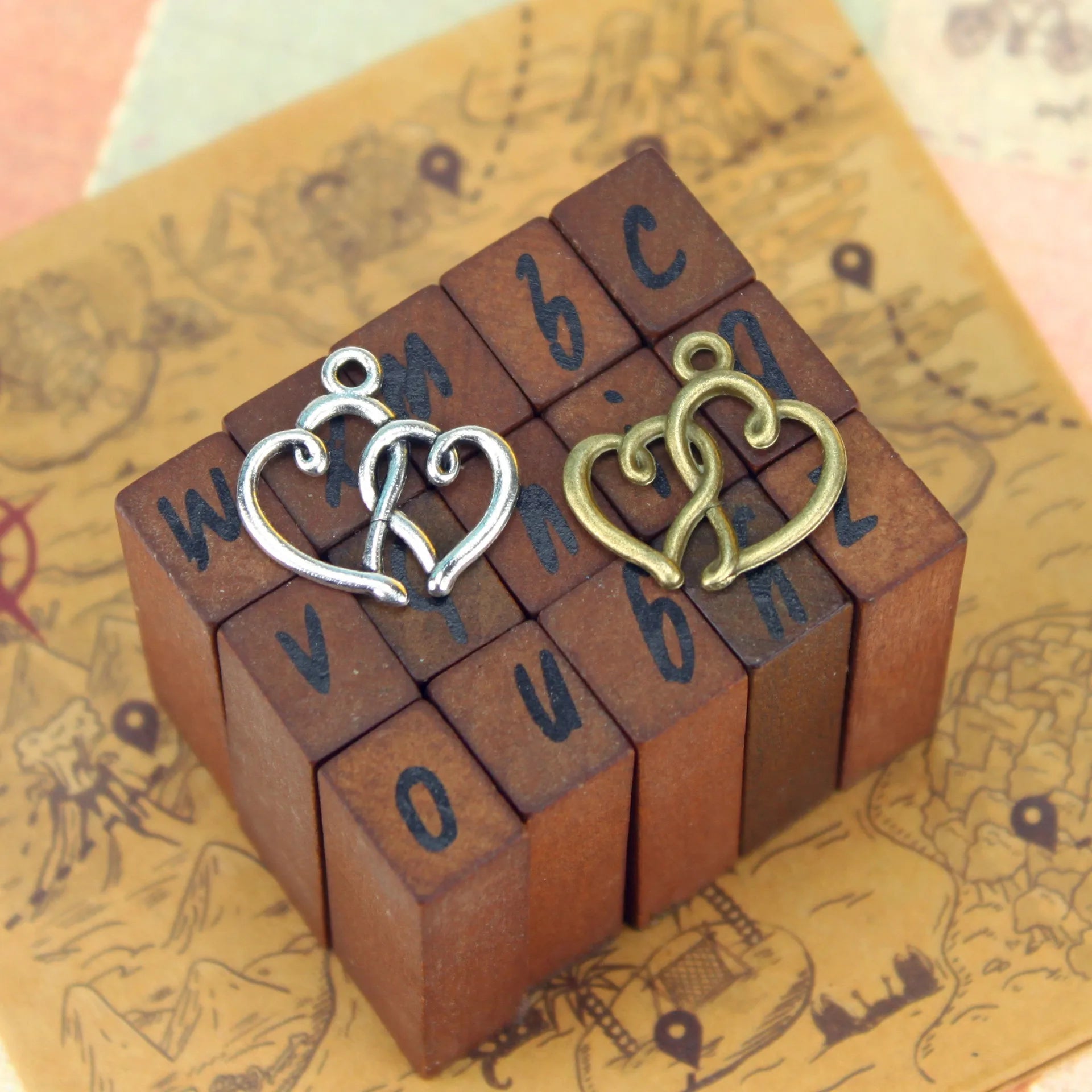 19x16MM Zinc Alloy Double Heart Charm Pendant for DIY Necklace Bracelet Jewelry Making