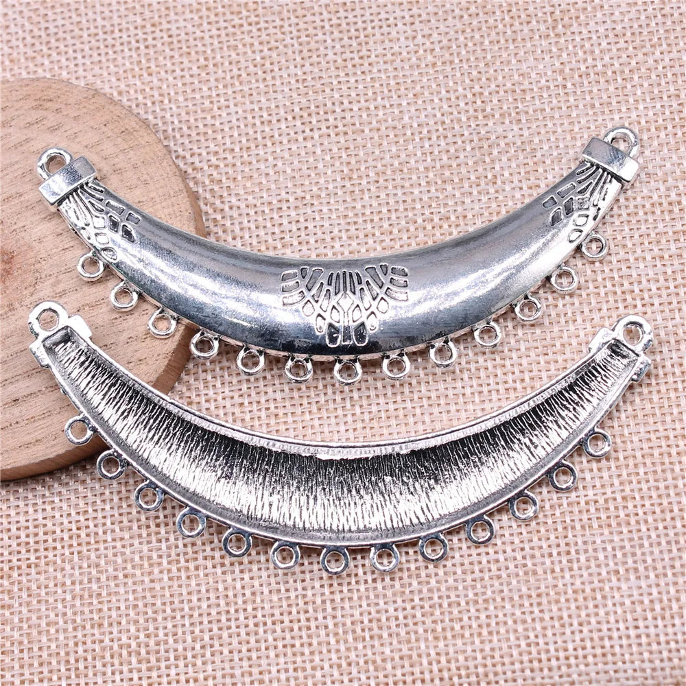 95mm 15.8g Multicolor Zinc Alloy Curved Necklace Connector Charm for DIY Jewelry Making