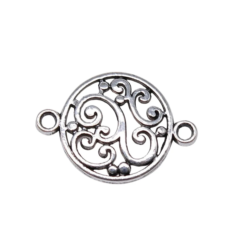 14x20mm 0.8g Multicolor Zinc Alloy Flower Filigree Connector Charm for DIY Bracelet Necklace Making