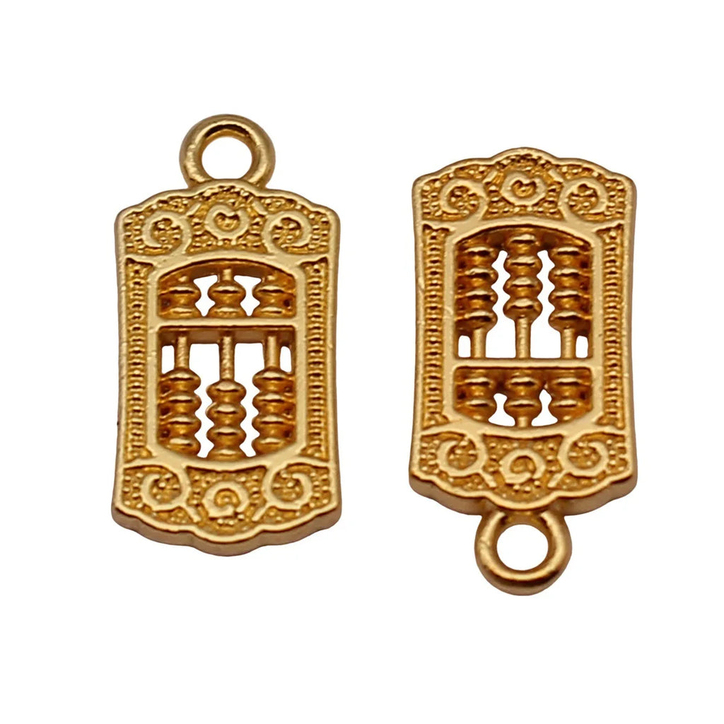 16x7.7x1.6mm 0.76g Bright Gold Zinc Alloy Abacus Charm Pendant for DIY Necklace Bracelet Jewelry Making