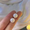 Mermaid Color Resin Pearl Stud Earrings Silver Plated Pin Round Geometric Korean Style Jewelry
