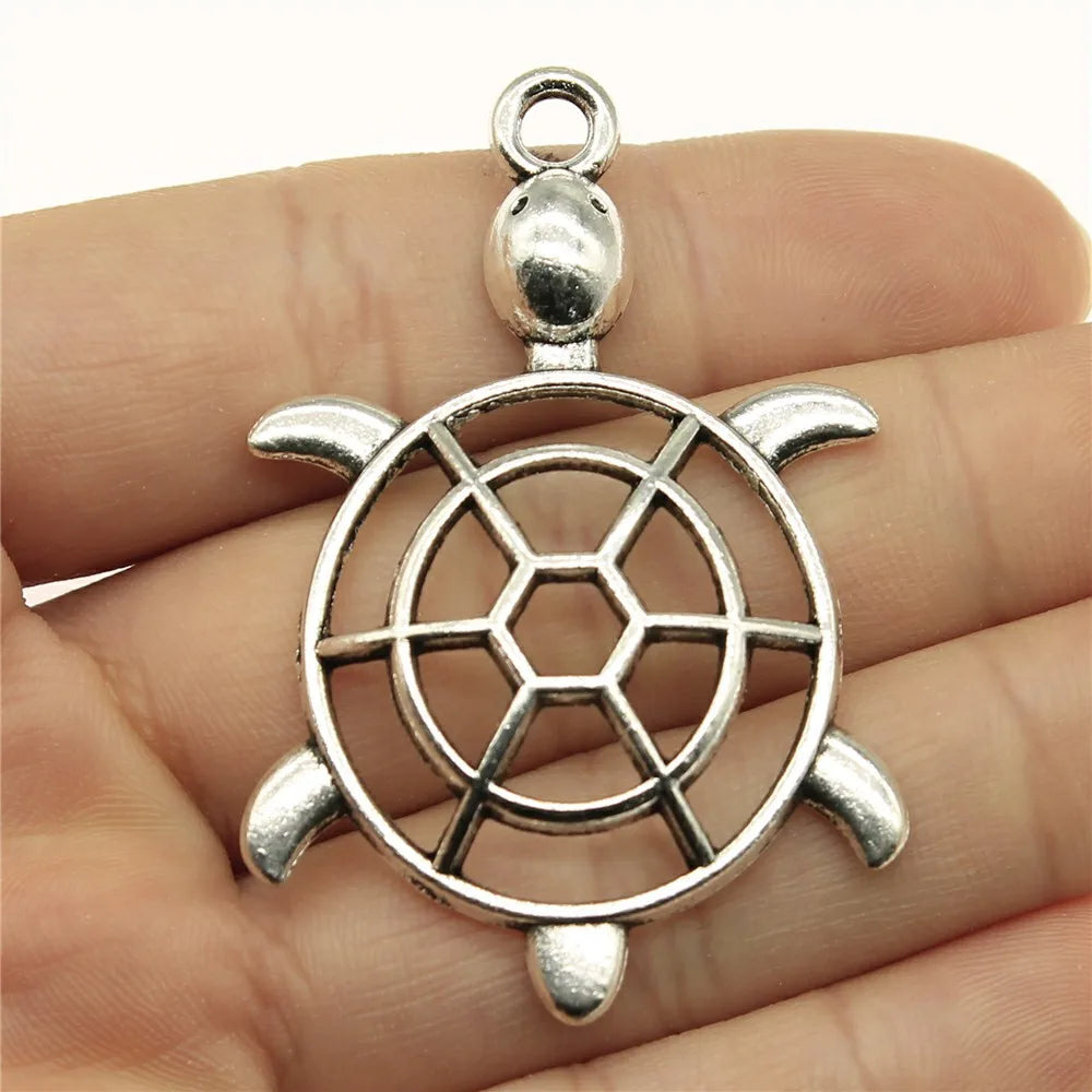 56x37mm 6.1g Antique Silver Zinc Alloy Turtle Charm Pendant for DIY Necklace Bracelet Jewelry Making