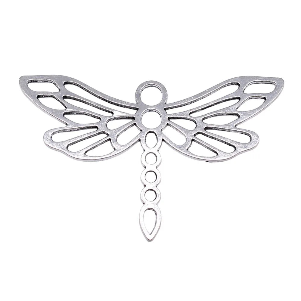 74x45mm 7g Antique Silver Zinc Alloy Dragonfly Charm Pendant for Necklace Bracelet Making