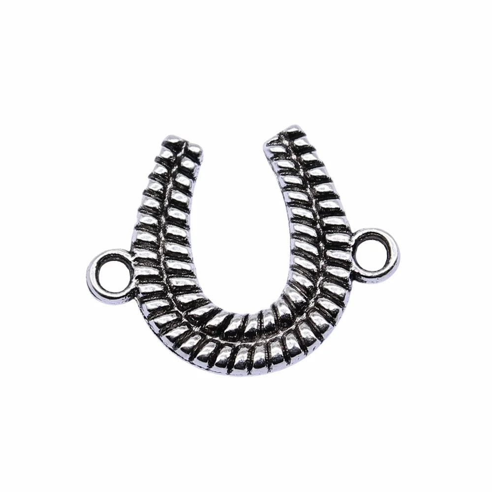 13x15mm 0.8g Antique Silver Zinc Alloy Horseshoe Connector Charm for DIY Bracelet Jewelry Making