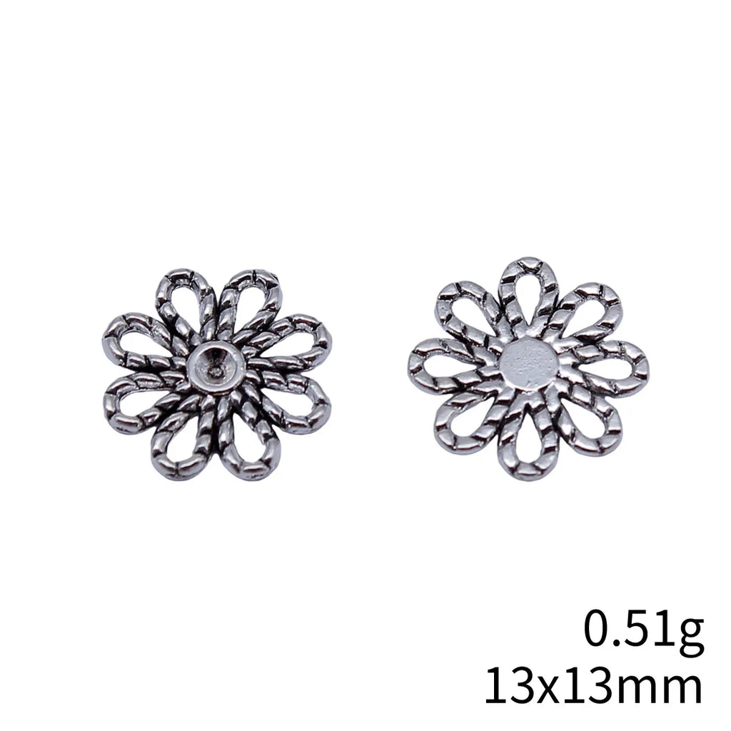 13x13mm 0.51g Multicolor Zinc Alloy Flower Filigree Charm Pendant for DIY Earrings Bracelet Jewelry