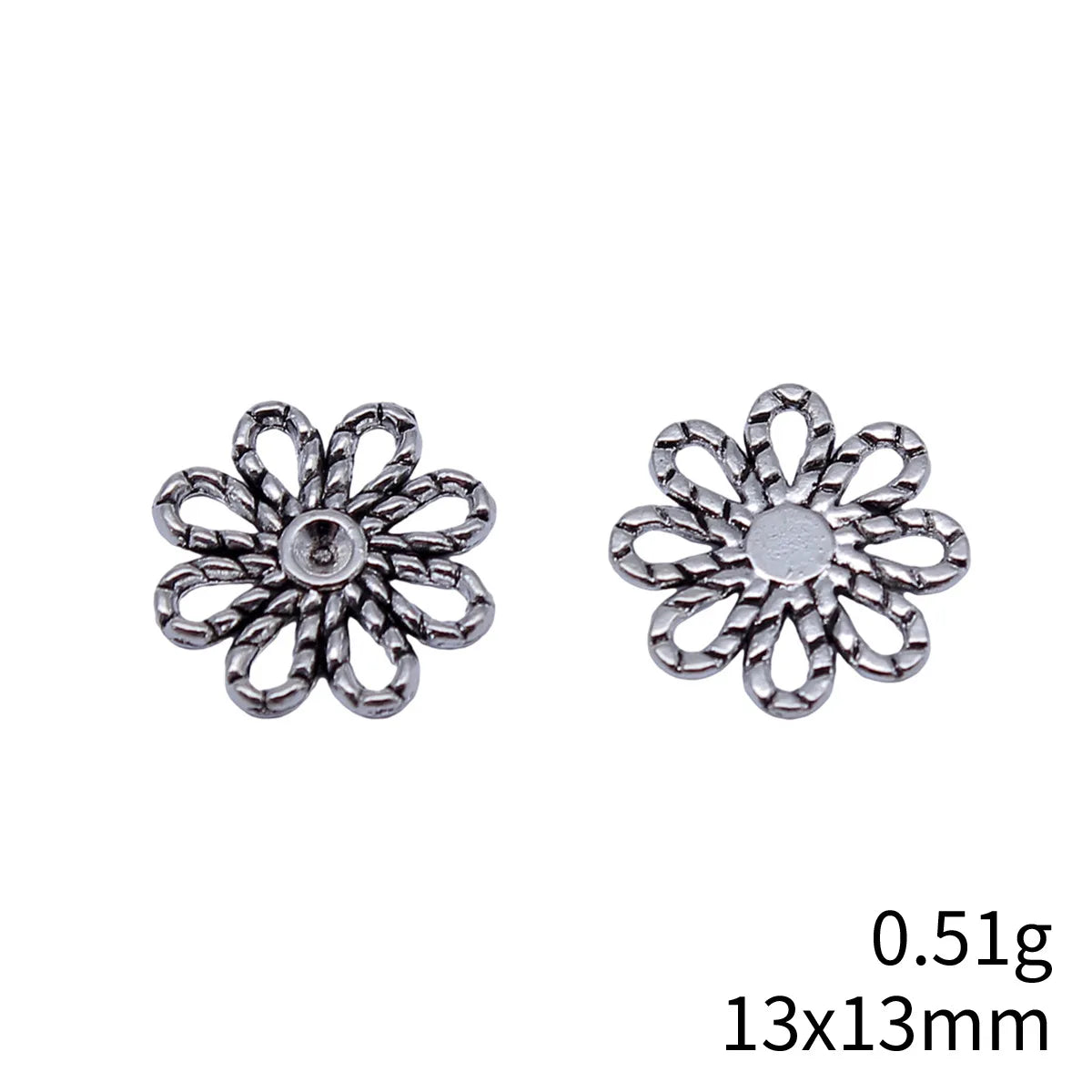13x13mm 0.51g Multicolor Zinc Alloy Flower Filigree Charm Pendant for DIY Earrings Bracelet Jewelry
