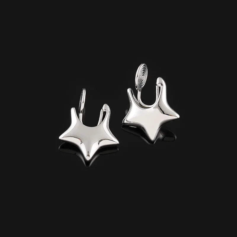 Elegant Alloy Five Point Star Stud & Clip On No Piercing Spiral Hoop Earrings