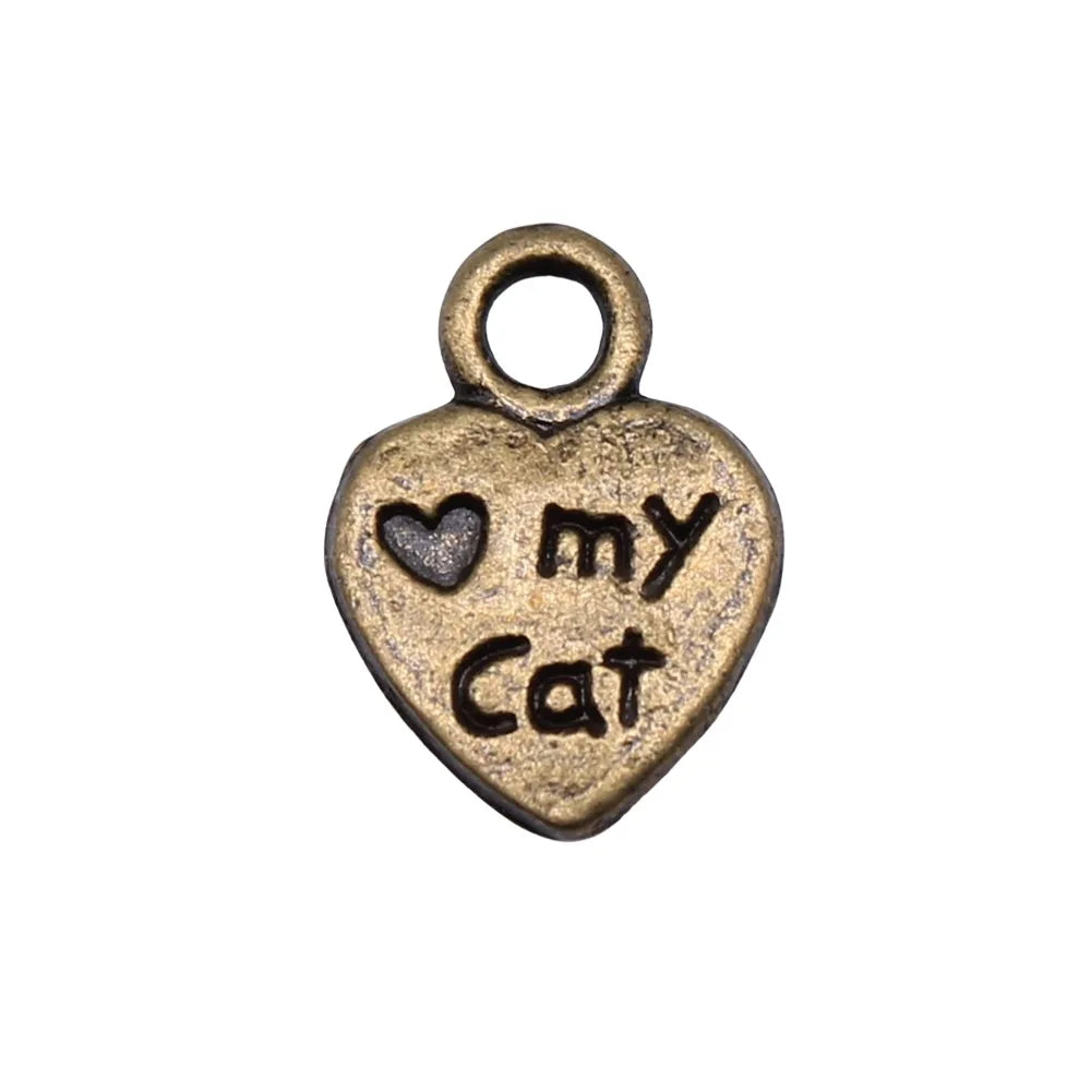8x12mm 0.5g Zinc alloy Love My Cat Paw Print charm pendant for pet jewelry DIY craft making