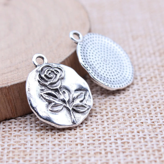 18x21mm 1.7g Multicolor Zinc Alloy Rose Flower tag charm pendant for DIY necklace bracelet making