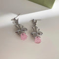 Sweet Cool Liquid Rose Copper Drop Earrings Minimalist Floral Fashion Jewelry