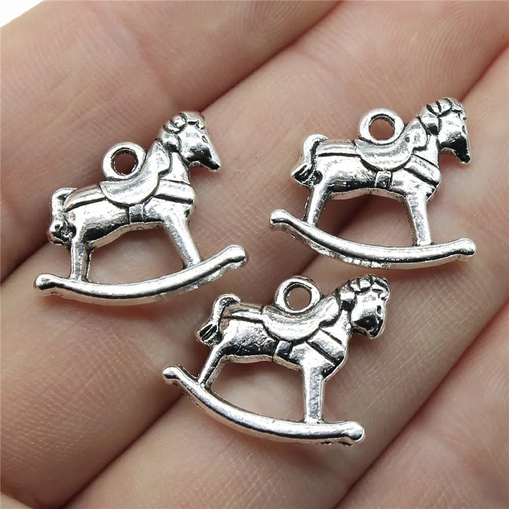 19x18mm 2.3g Multicolor Zinc Alloy Rocking Horse Charm Pendant for DIY Necklace Bracelet Jewelry Making