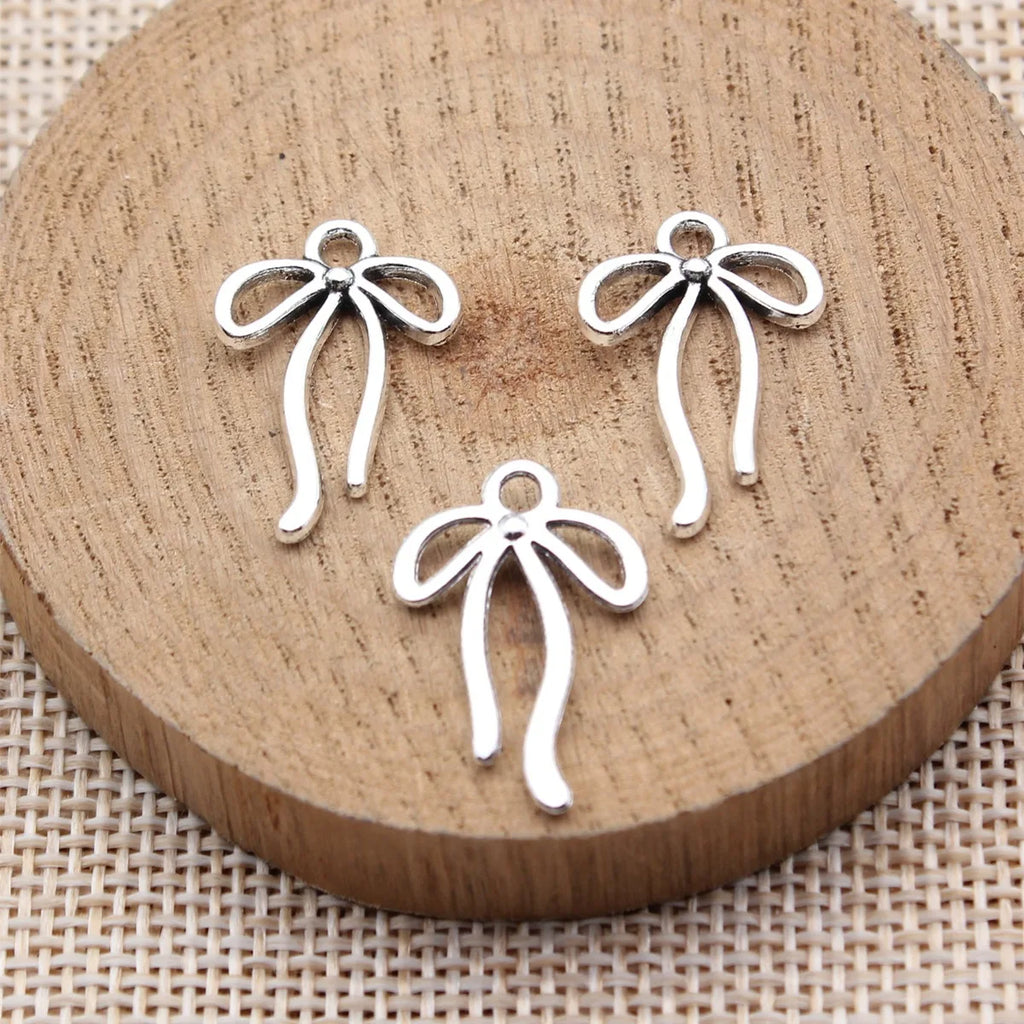 21x14mm 0.69g Antique Silver Zinc Alloy Bow Butterfly Charm Pendant for Bracelet Necklace DIY Jewelry Making