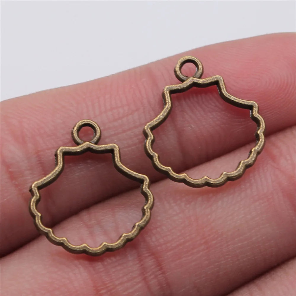 17x18mm 0.7g Multicolor Zinc Alloy Hollow Shell Charm Pendant for DIY Ocean Jewelry Making