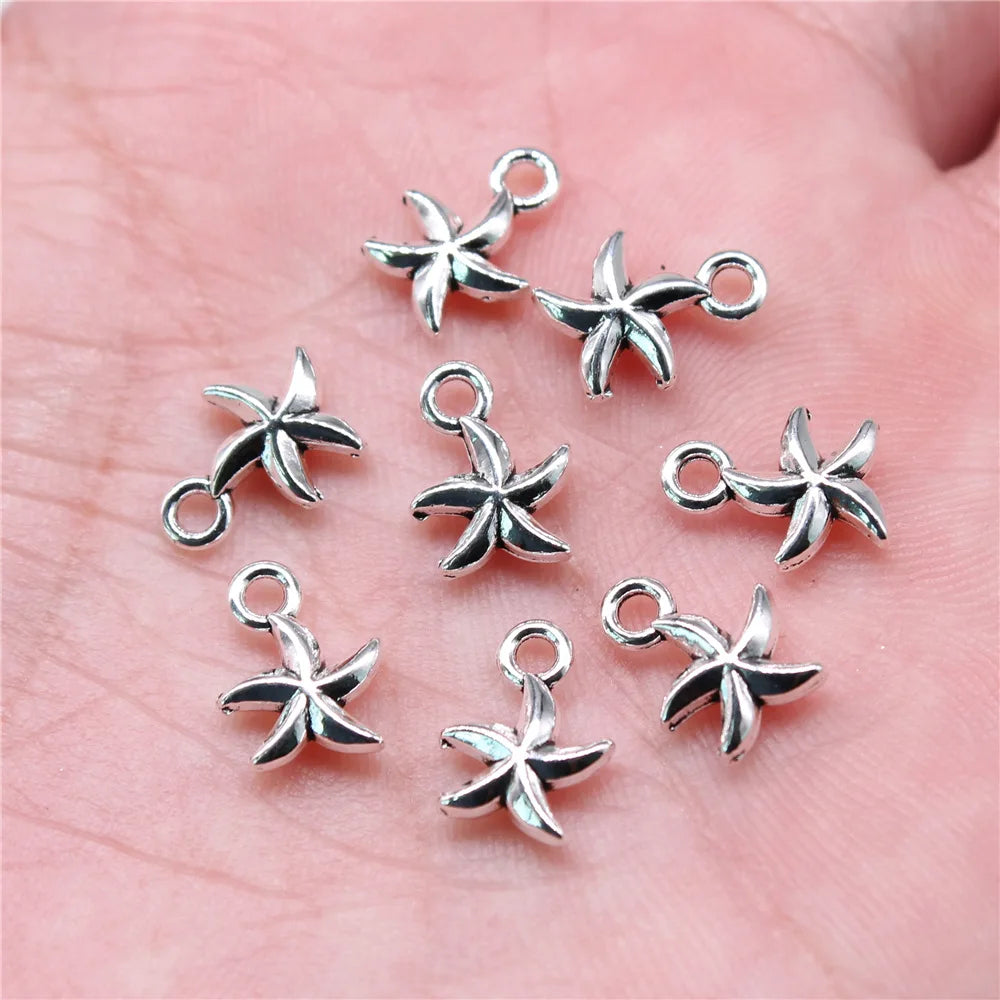 12x7mm 0.5g Multicolor Zinc Alloy Starfish charm pendant for earrings bracelet DIY jewelry making
