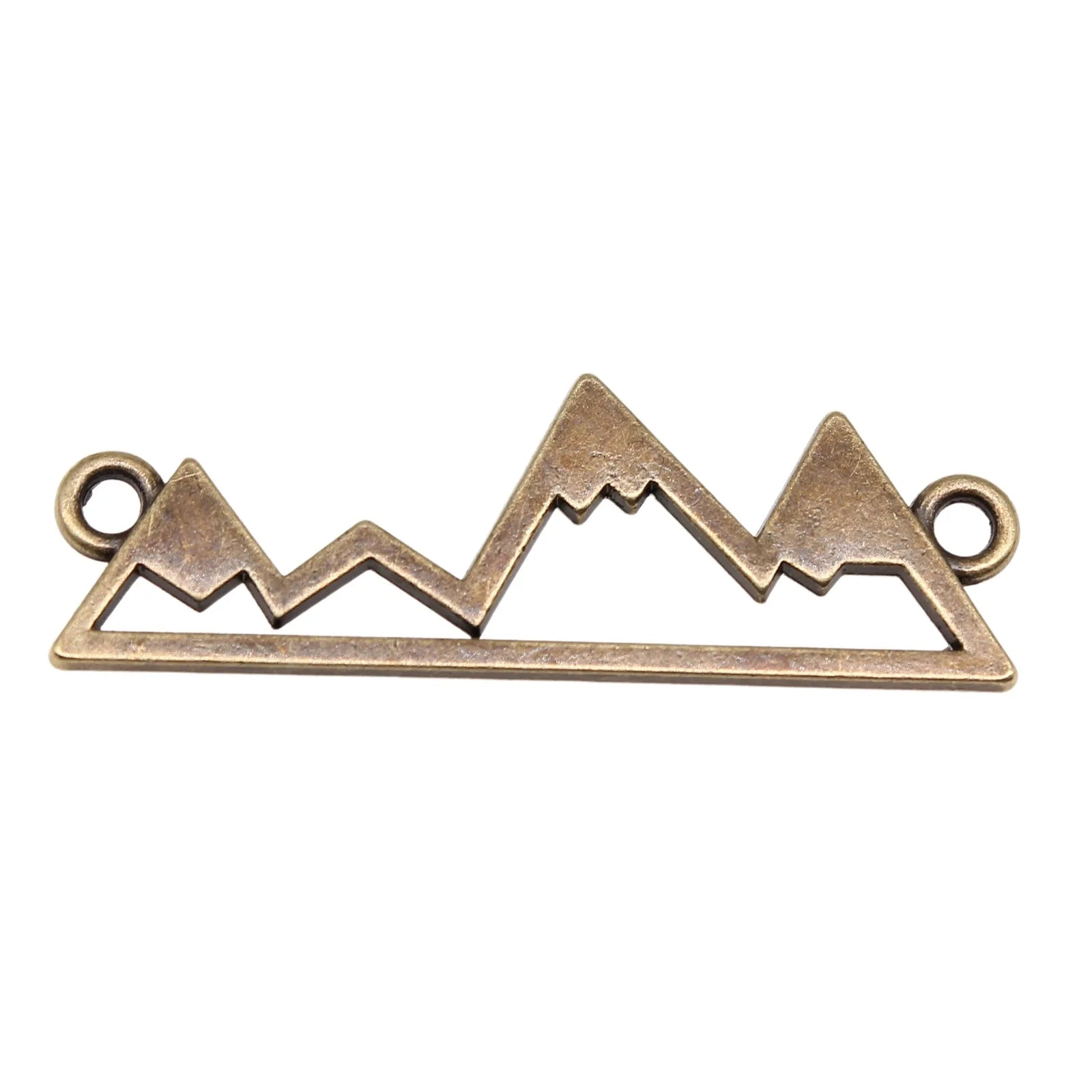 38x12mm 2.07g Antique Bronze Zinc Alloy Snow Mountain Connector Charm for DIY Bracelet Making