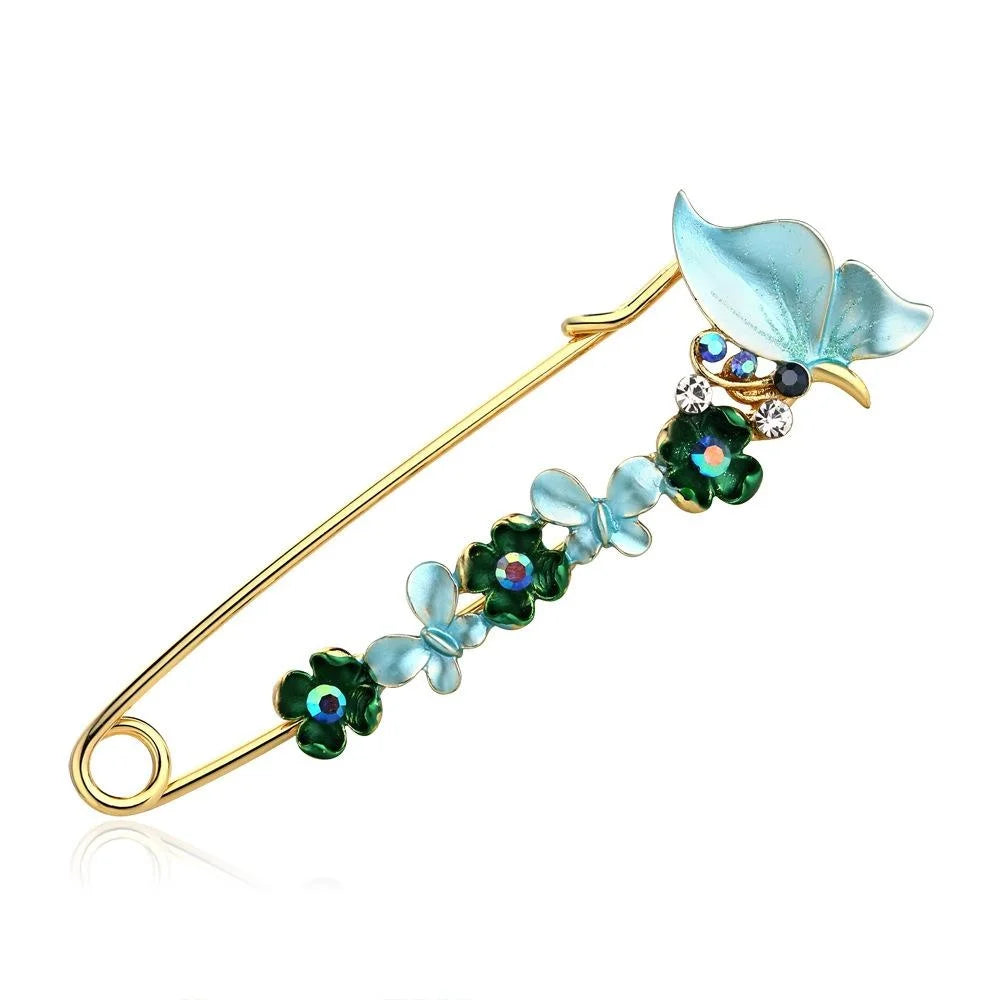 Elegant Peacock Flower Alloy Rhinestone Safety Brooch Pin For Women's Scarf Shawl Lapel Corsage Gift
