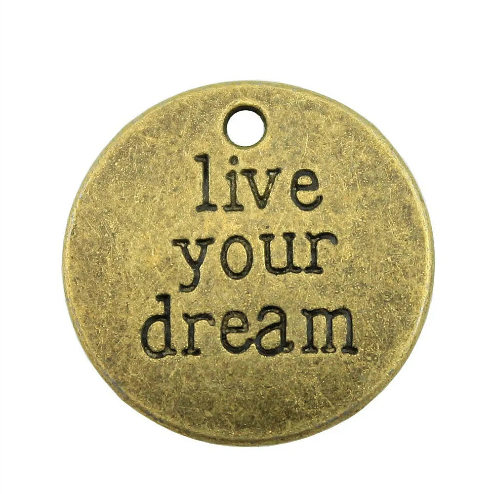 20mm 3g Multicolor Zinc Alloy Live Your Dream Letter Charm Pendant for DIY Jewelry Making
