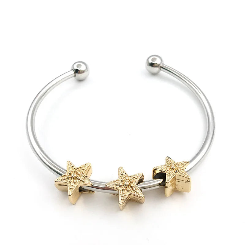 UV Gold Zinc Alloy Star Heart Crown large hole loose beads for DIY bracelets necklaces