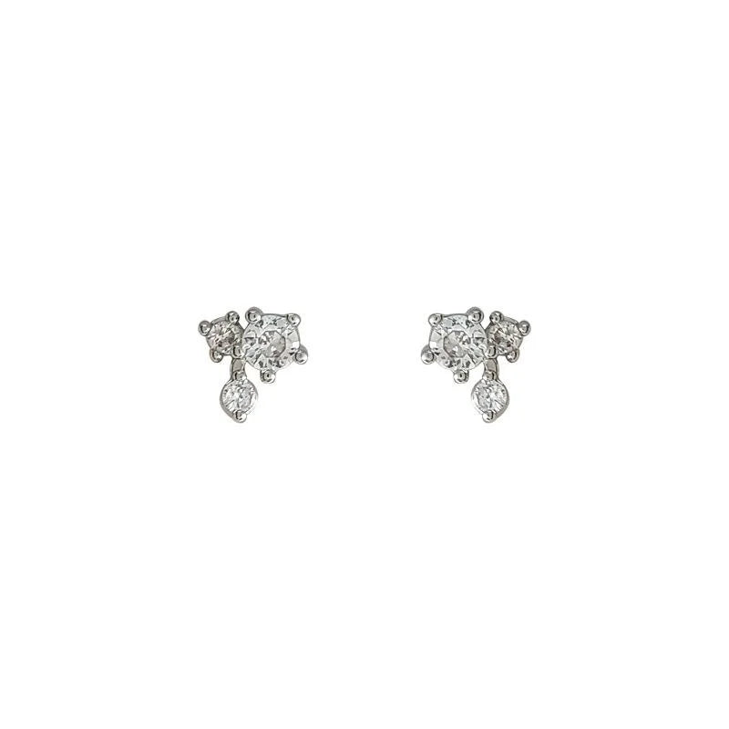 Minimalist Micro Pave Zircon Flower Stud Earrings Eco-Friendly Copper Light Luxury Geometric Jewelry