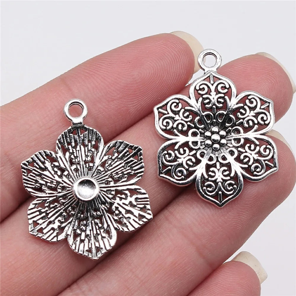 31x27mm 2.2g Multi Color Zinc Alloy Flower Charm Pendant for DIY Necklace Bracelet Jewelry Making