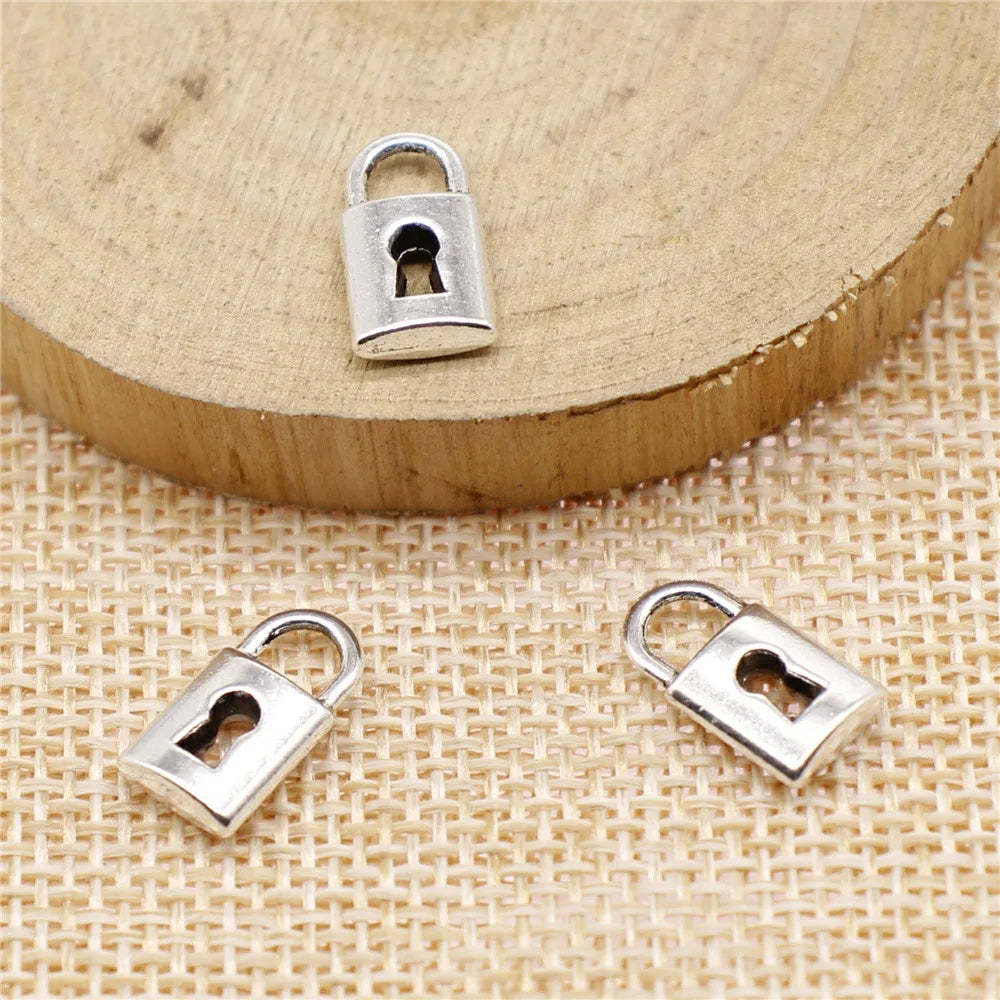 14x8mm 1.1g Multicolor Zinc Alloy Small Lock Charm Pendant for DIY Bracelet Necklace Jewelry Making