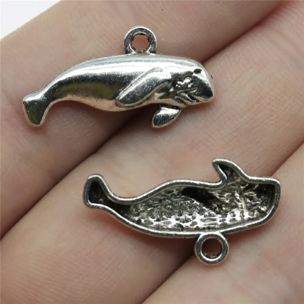 24x13mm 2.1g Antique Silver Zinc Alloy Manatee Charm Pendant for DIY Necklace Bracelet Jewelry